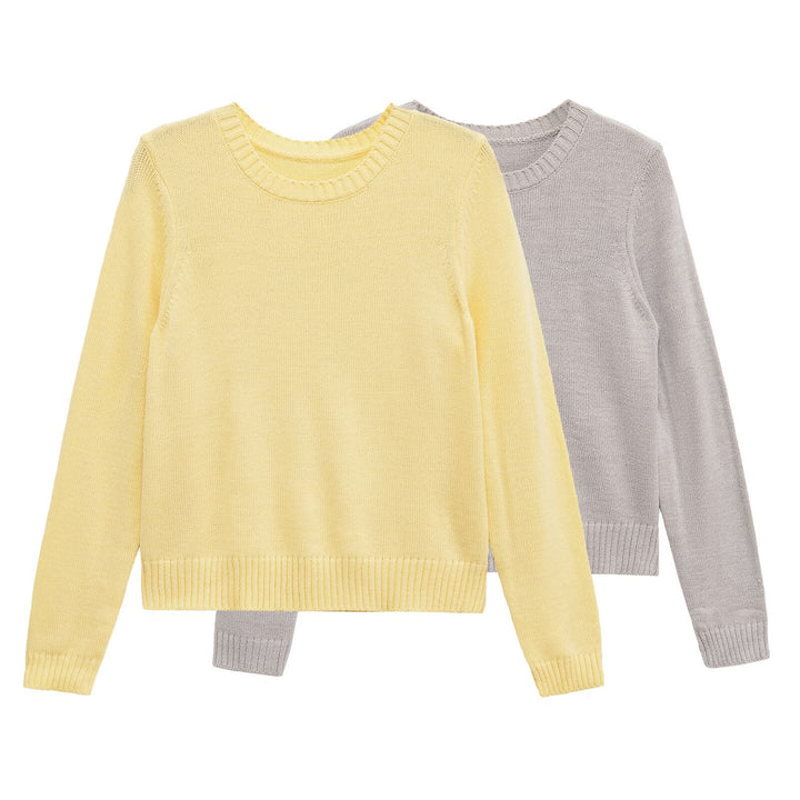 Women's plush wool sweater with round neck and elastic cuffs Lune London