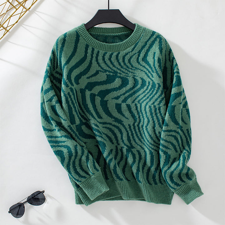 Unique wave pattern knit sweater for women Lune London