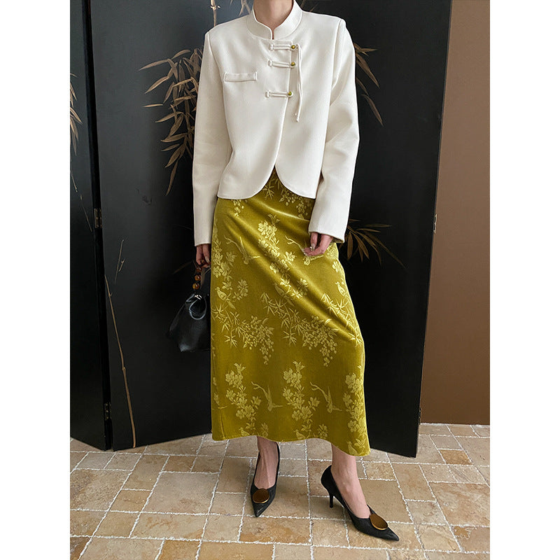 Women's comfortable chiffon jacket with Asian button details Chic & Stil