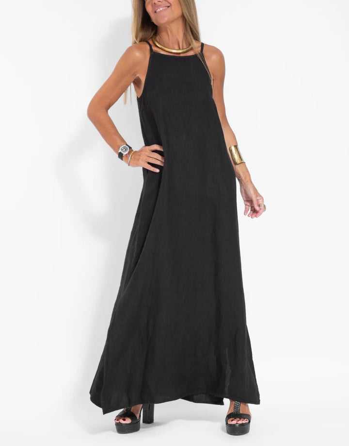 Elegant maxi dress for women with thin straps and a flowing hem Lune London
