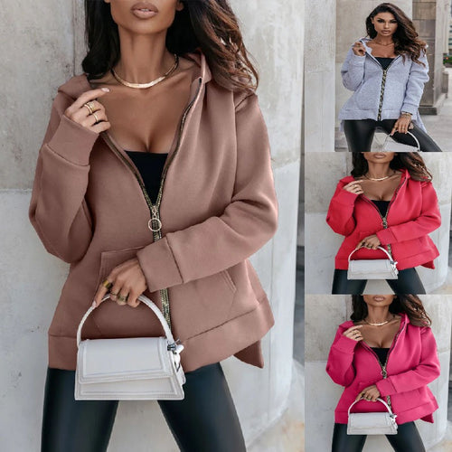 Women oversized sporty hoodie with zipper and practical pockets Amarae