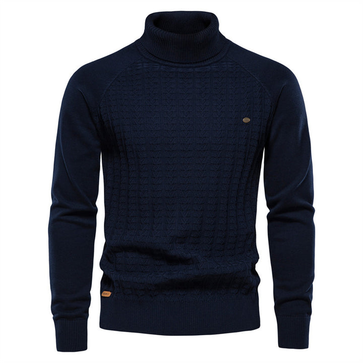 Knit sweater for men with trendy high collar and textured design Lune London