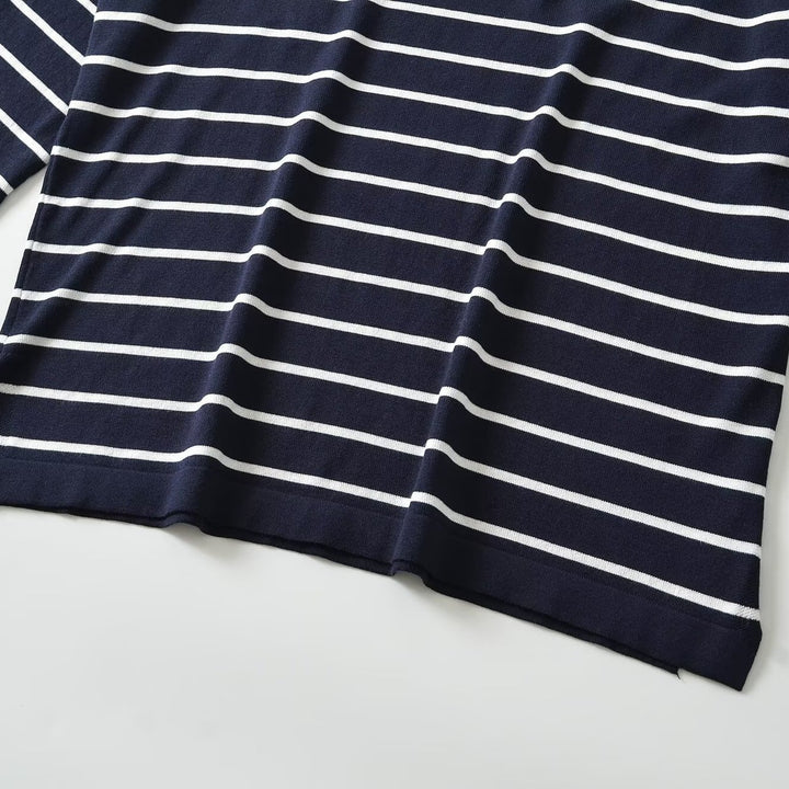 Women Oversize Maritime Striped Blouse with Three-Quarter Sleeves Amarae