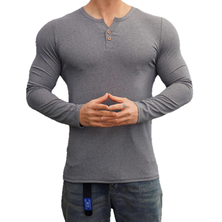 Men's long sleeve shirt with ribbed structure and button placket Lune London