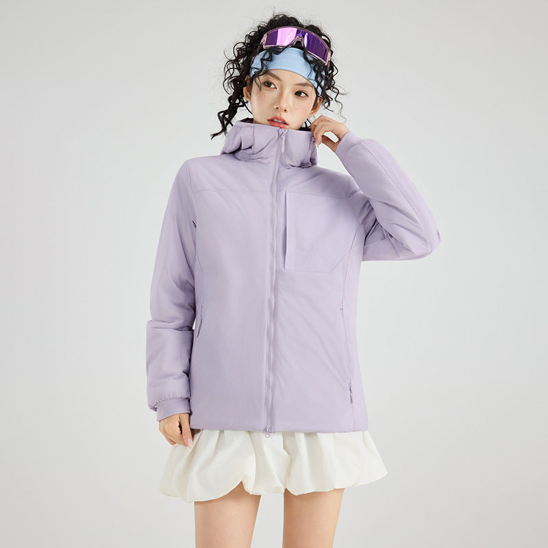 Women's Insulated Outdoor Quilted Jacket with Hood, Chest Yoke and Elastic Cuffs Amarae
