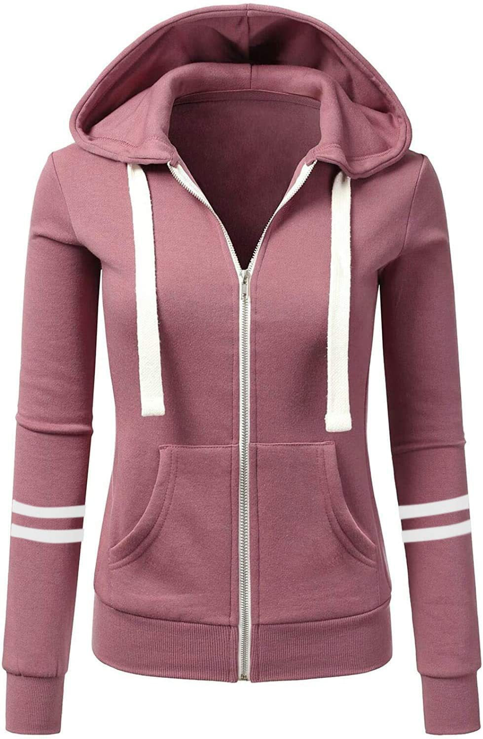 Women's hoodie jacket with zipper, kangaroo pocket and contrast stripes Amarae