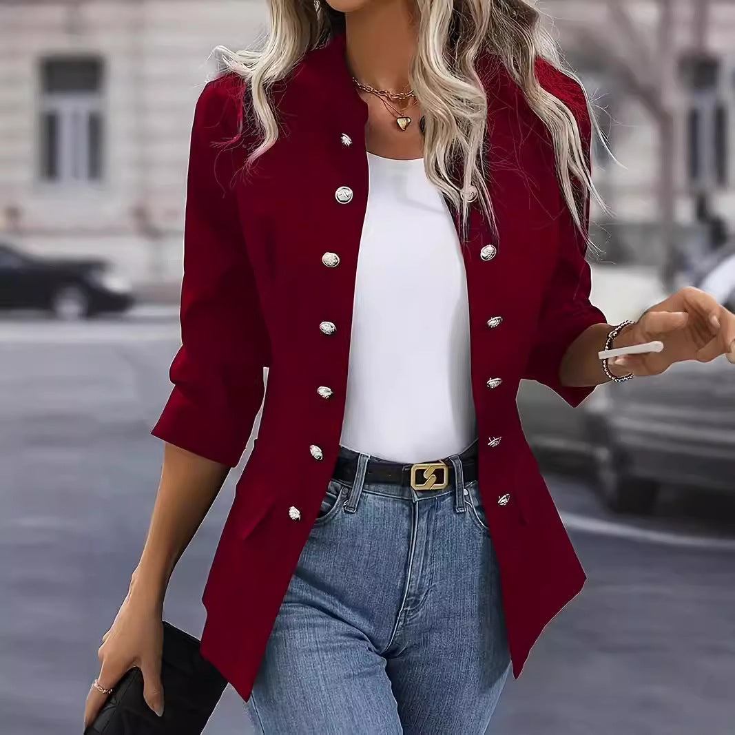 Ladies Fashion Blazer with Chic Button Detail and Style