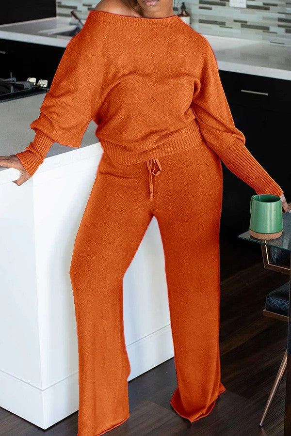 Costume en tricot pour femmes avec jambe large et coupe décontractée Chic & Stil