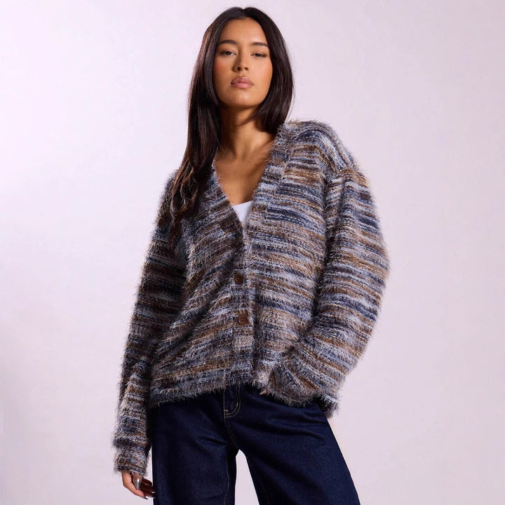 Ladies Plush Pullover with Deep V-neck and Loose Fit Lune London