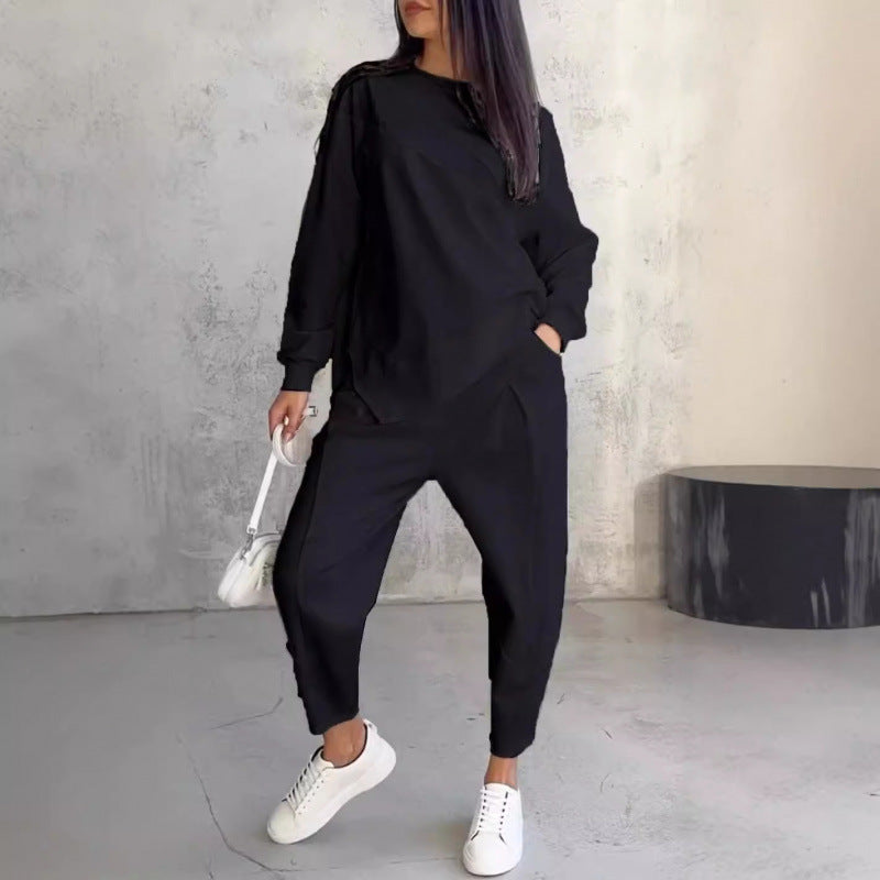 Women's Casual Two-Piece Lounge Set with Oversize Sweatshirt and Tailored Tapered Pants Amarae