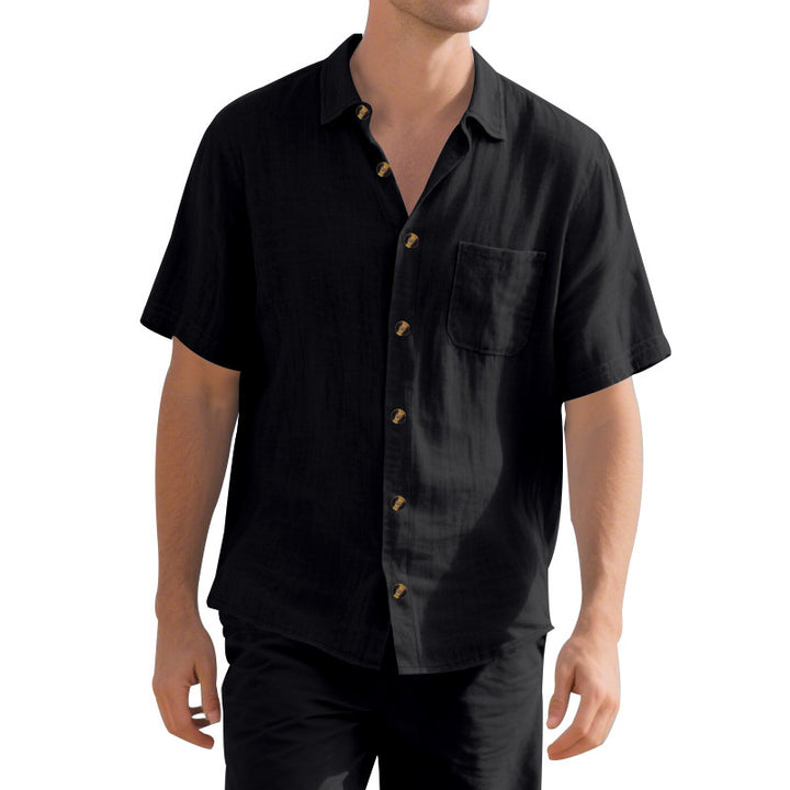 Casual short sleeve linen shirt for men with practical chest pocket Lune London
