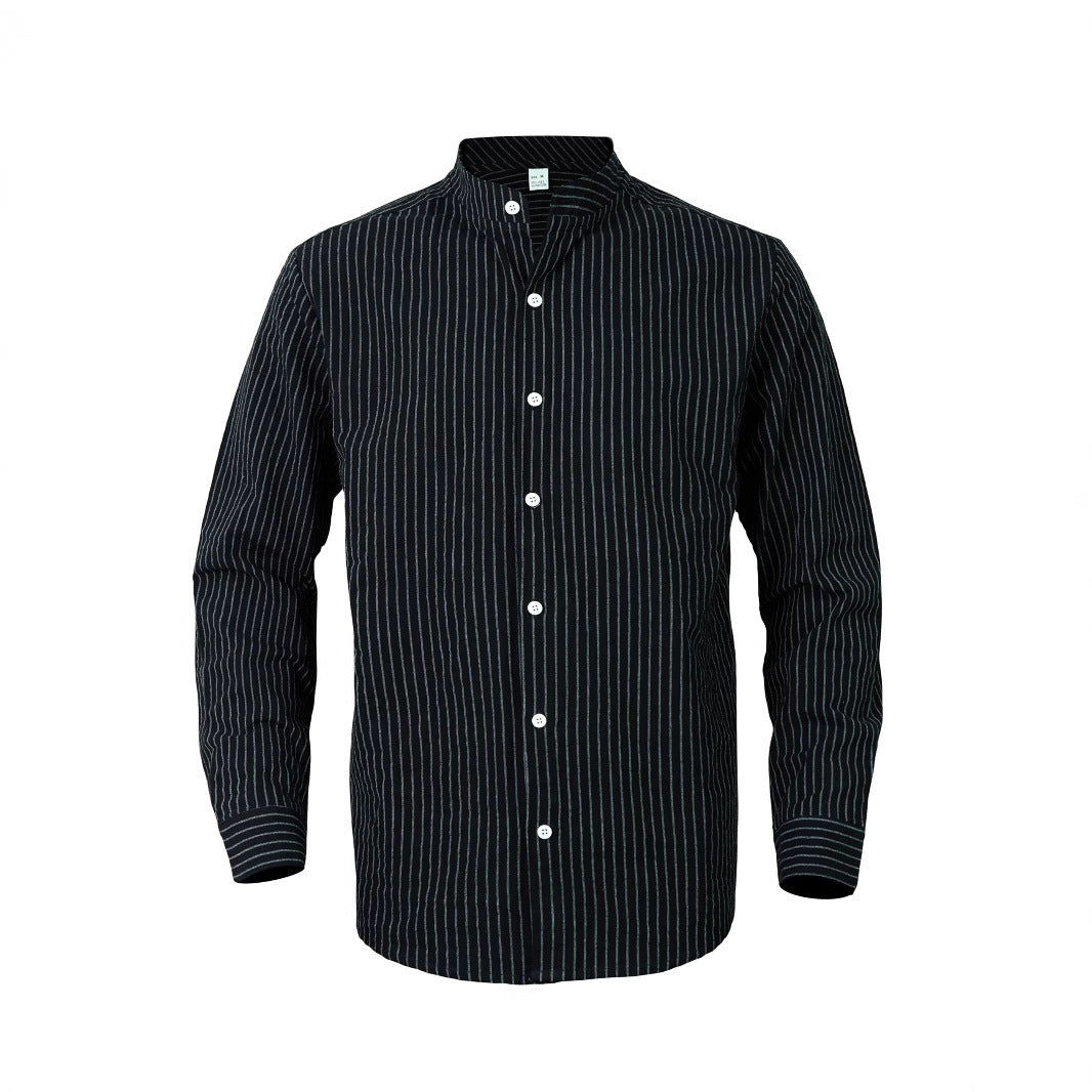 Men's modern shirt with narrow stripes and stand-up collar Lune London