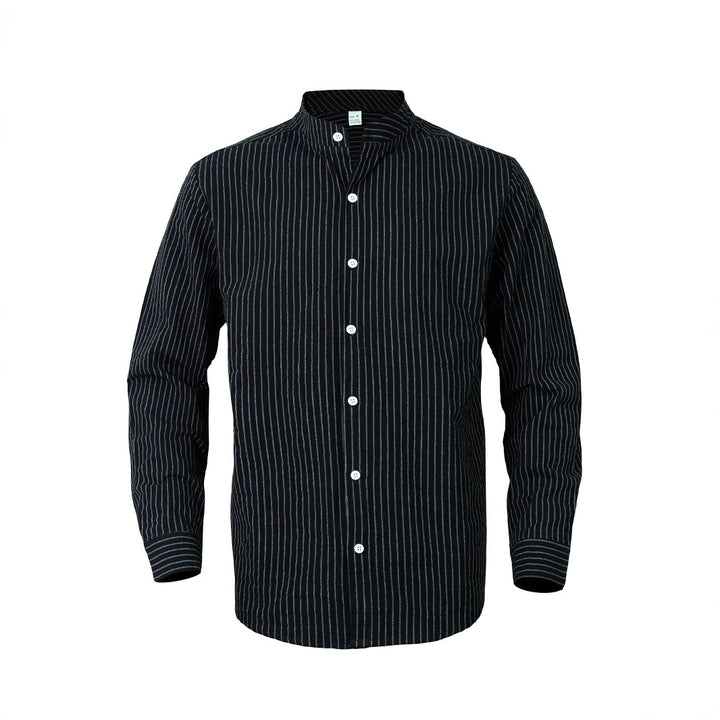 Men's modern shirt with narrow stripes and stand-up collar Lune London