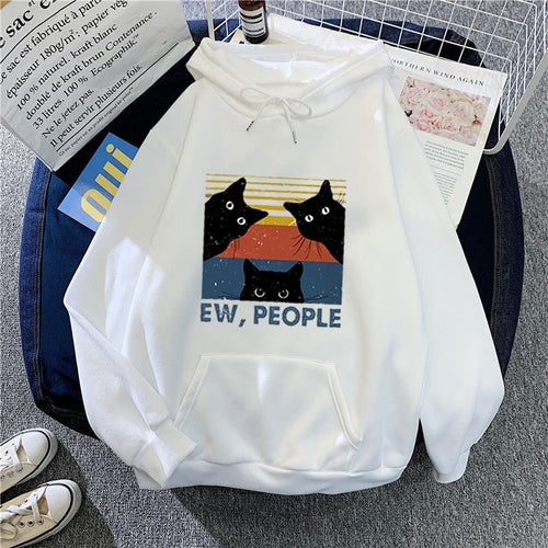 Women’s hoodie with stylish cat motif and inspiring lettering Chic & Stil