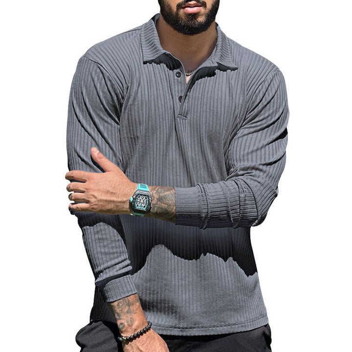 Long-sleeve polo shirt for men with ribbed structure and modern button details Lune London