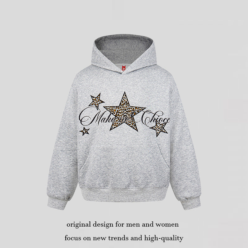 Women's Oversized Hoodie with Kangaroo Pocket and Leo-Star Print Amarae