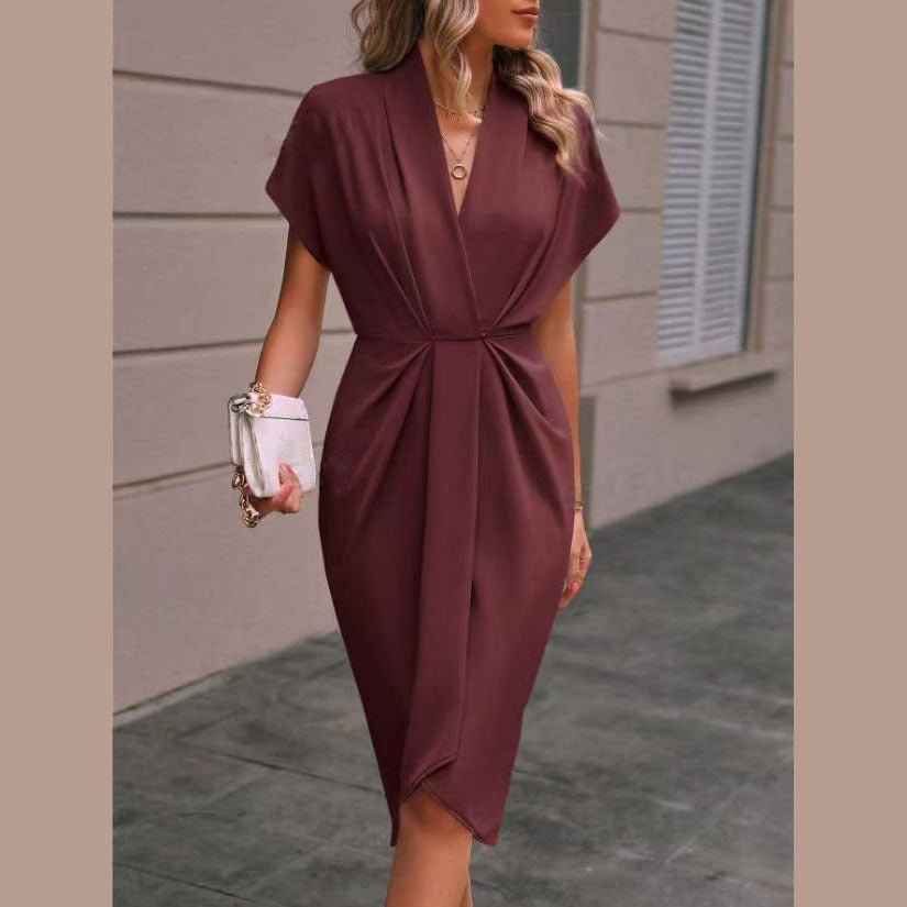 Women’s wrap dress with elegant V-neckline and draping Lune London