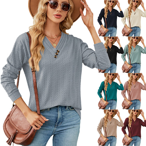 Woman V-neck trendy pull top with structure Amarae