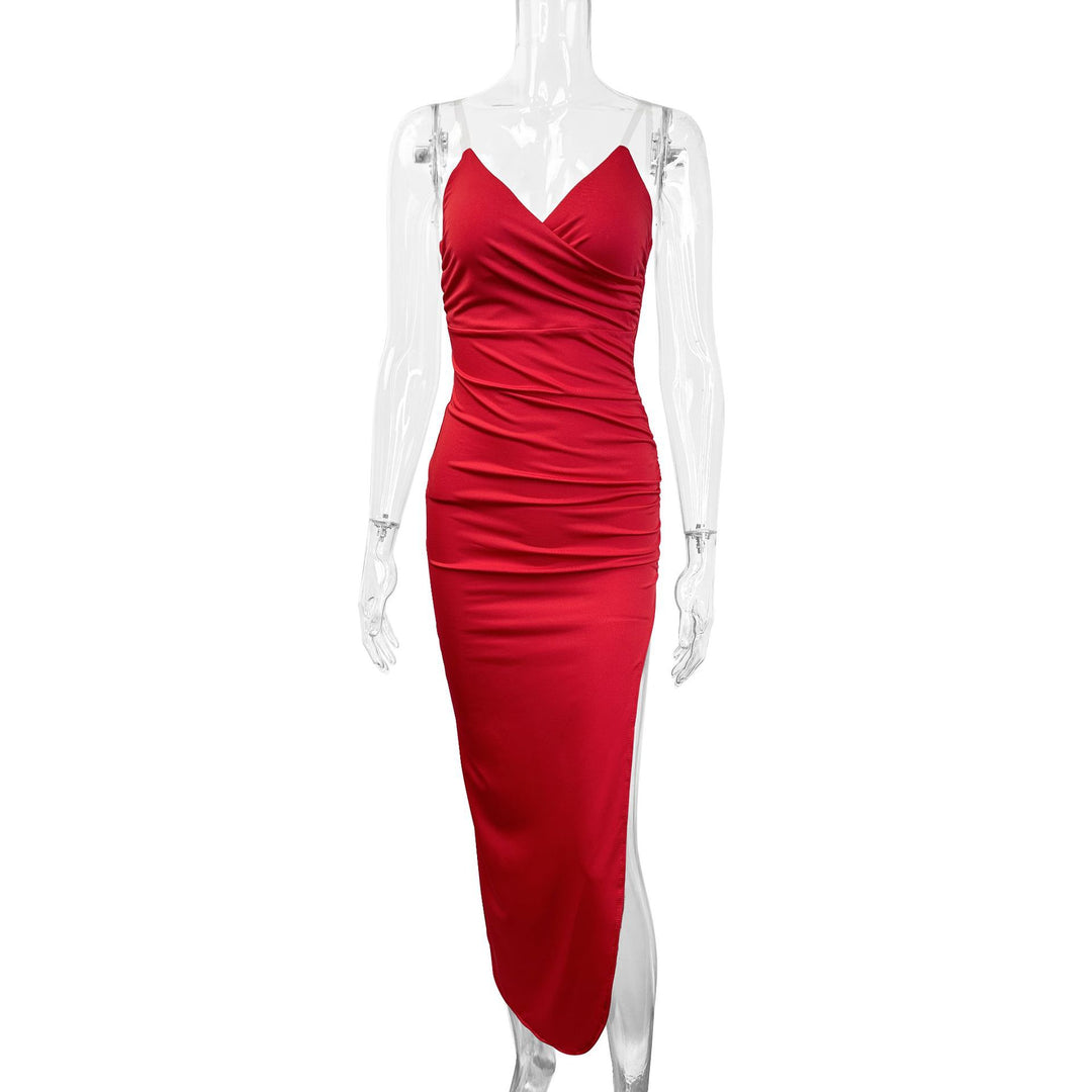 Women Elegant Maxi Dress with Side Slit and Fine Straps Lune London