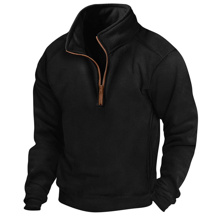 Fleece pullover for men with half-zip and textured design Lune London