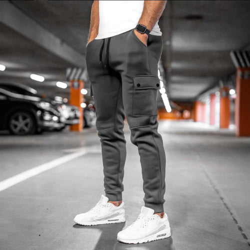 Sporty men's cargo sweatpants with practical side pockets Amarae