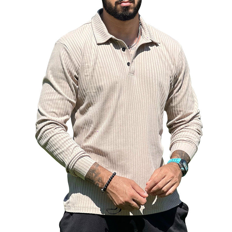 Long knit pullover for men with structured design and button placket Lune London