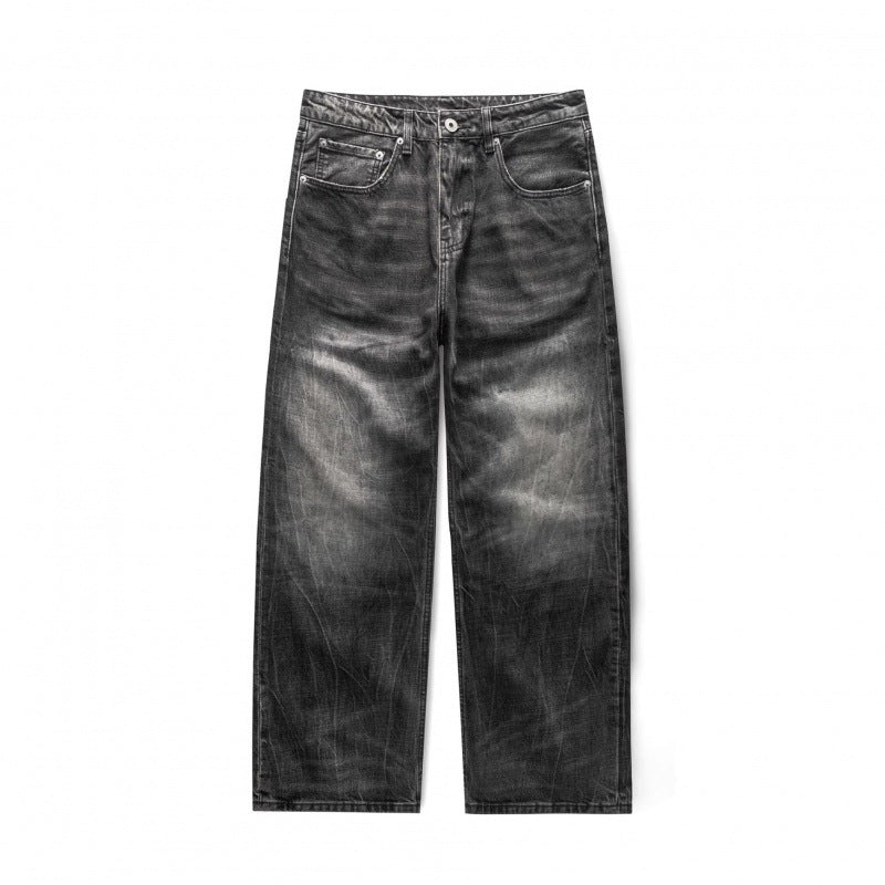 Men's loosely cut straight jeans in workwear style with used effect Amarae