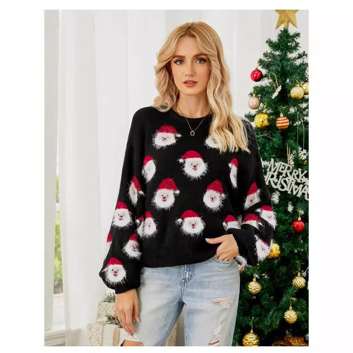 Comfortable sweater for women with Santa Lune London Christmas pattern