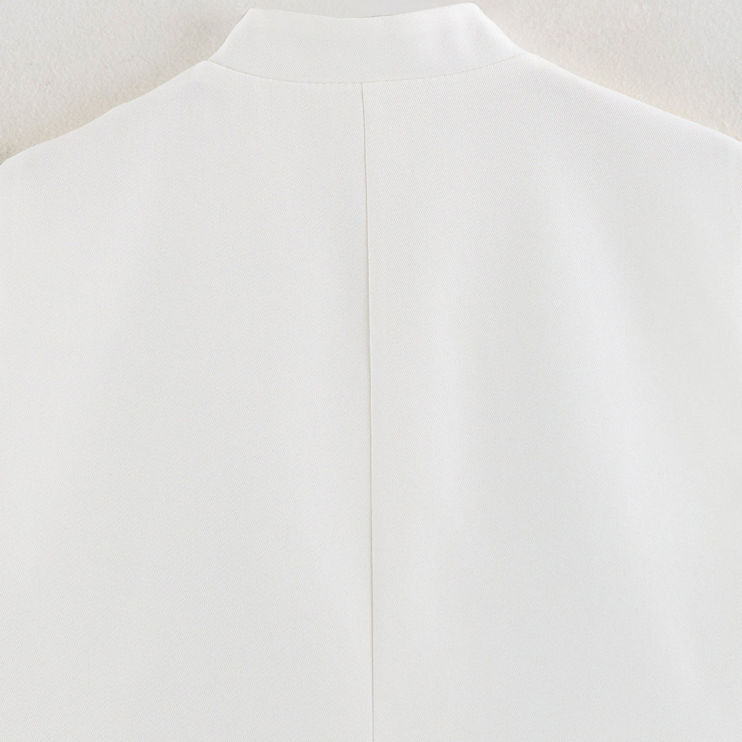 Women's sleeveless vest in uniform style with decorative frog closures and stand-up collar Amarae