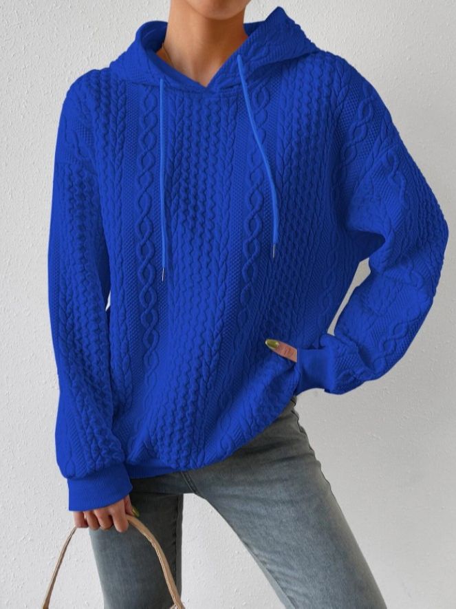 Women Oversized Sweater with textured waffle pattern and hood Lune London