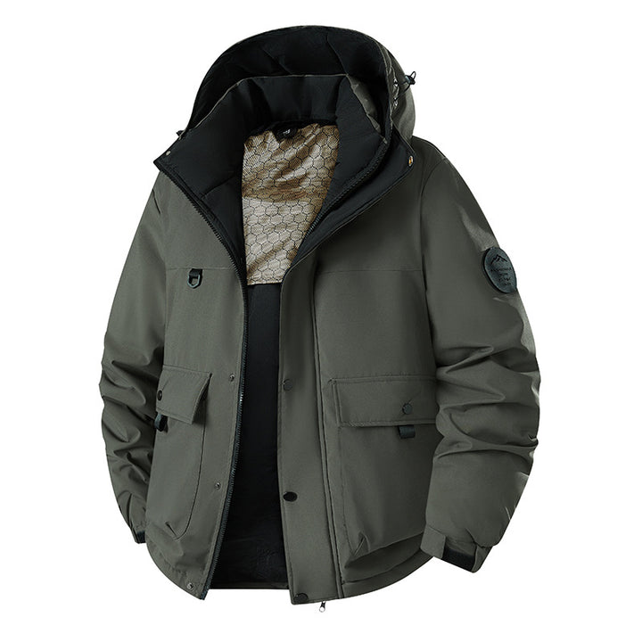 Men's Insulated Urban Parka with Stand-up Collar and Concealed Hood Amarae