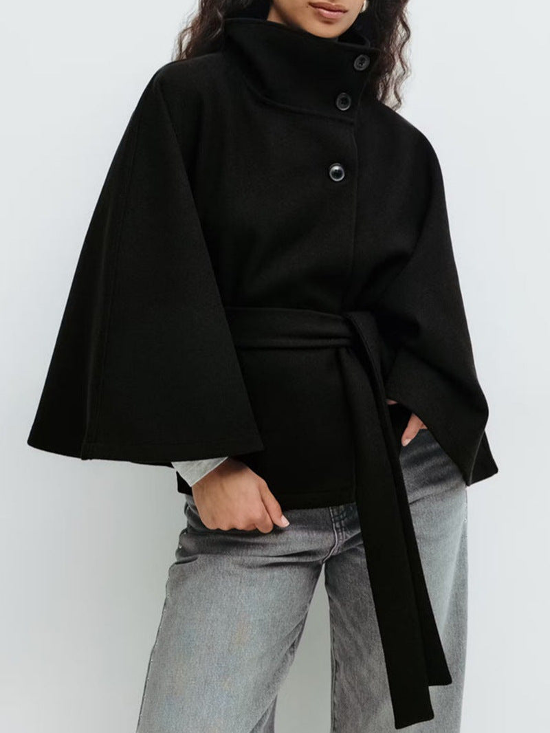 Elegant jacket for women with high collar and chic belt Lune London
