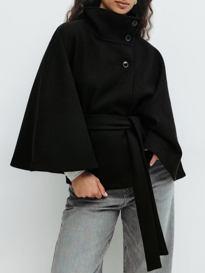 Elegant jacket for women with high collar and chic belt Lune London