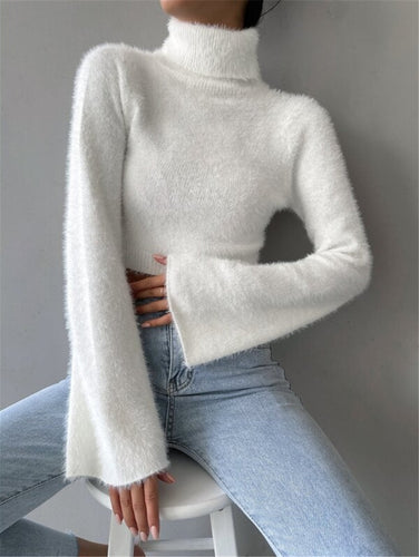 Close-fitting women's turtleneck top with oversized sleeves Amarae