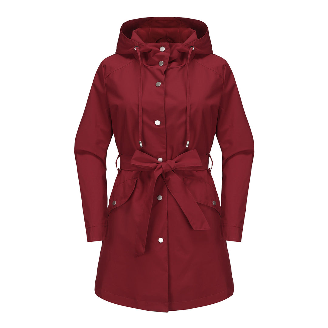 Women's waterproof transition jacket with adjustable hood and waist belt Lune London