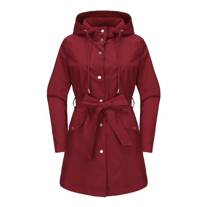 Women's waterproof transition jacket with adjustable hood and waist belt Lune London