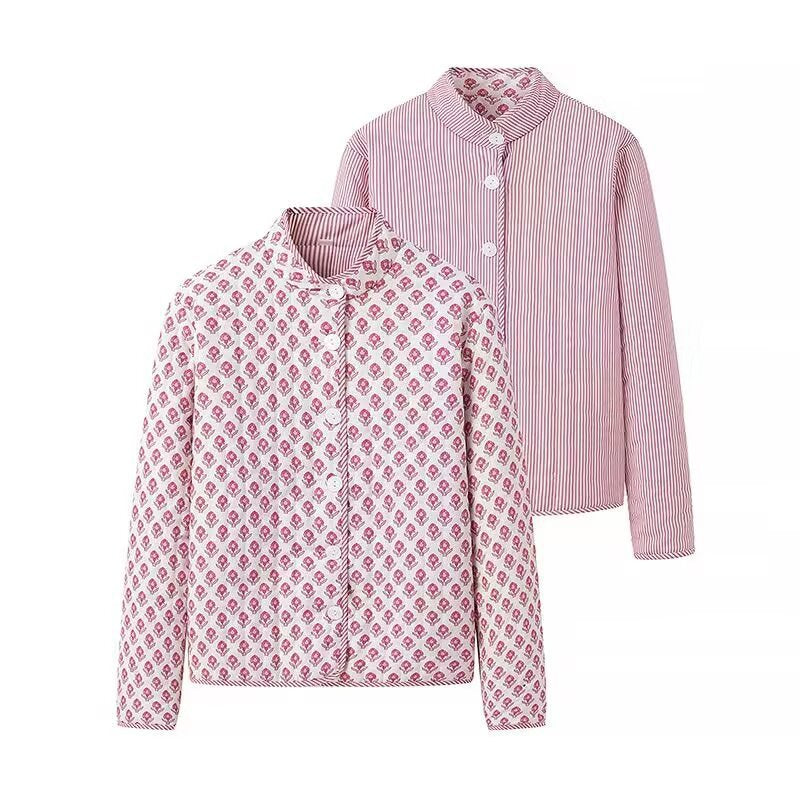 Reversible cotton jacket for women with elegant print Amarae