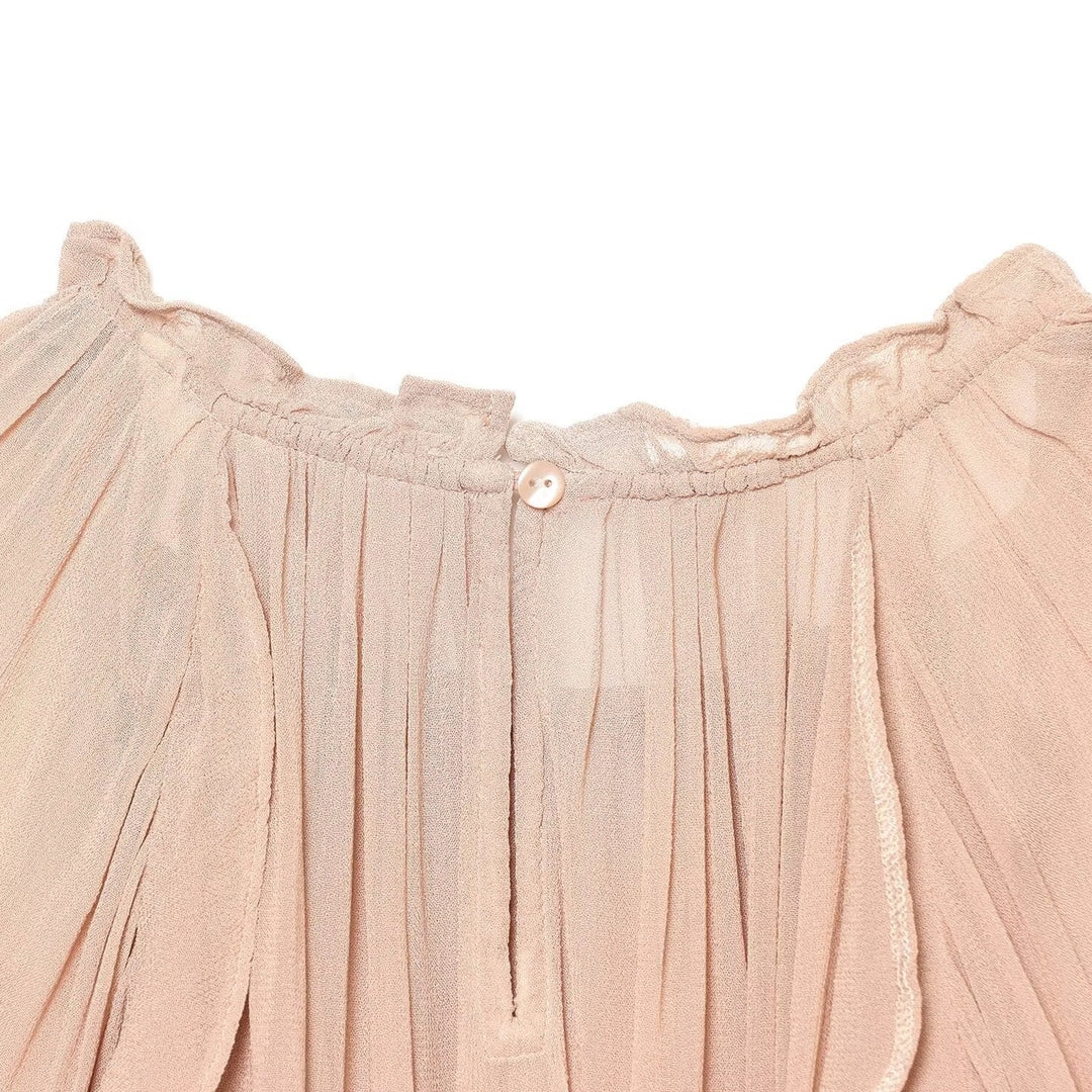 Women Pleated Chiffon Blouse with Ruffled Collar and Balloon Sleeves Amarae