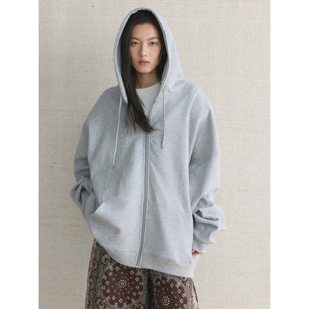 Women's Oversize Zip Hoodie made of heavy cotton fleece with concealed zipper Amarae