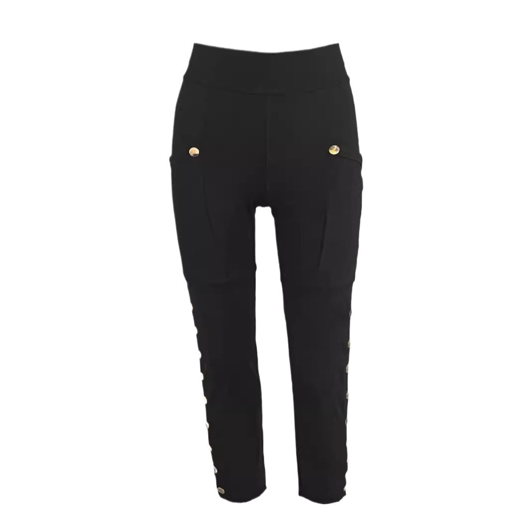 High-waisted sporty leggings for women with versatile pockets and chic press details.