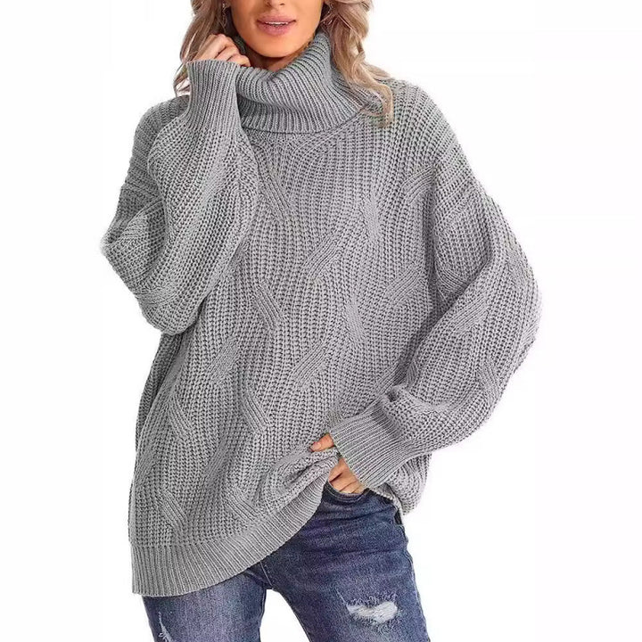 Chunky knit sweater for women with a high collar and relaxed fit Lune London
