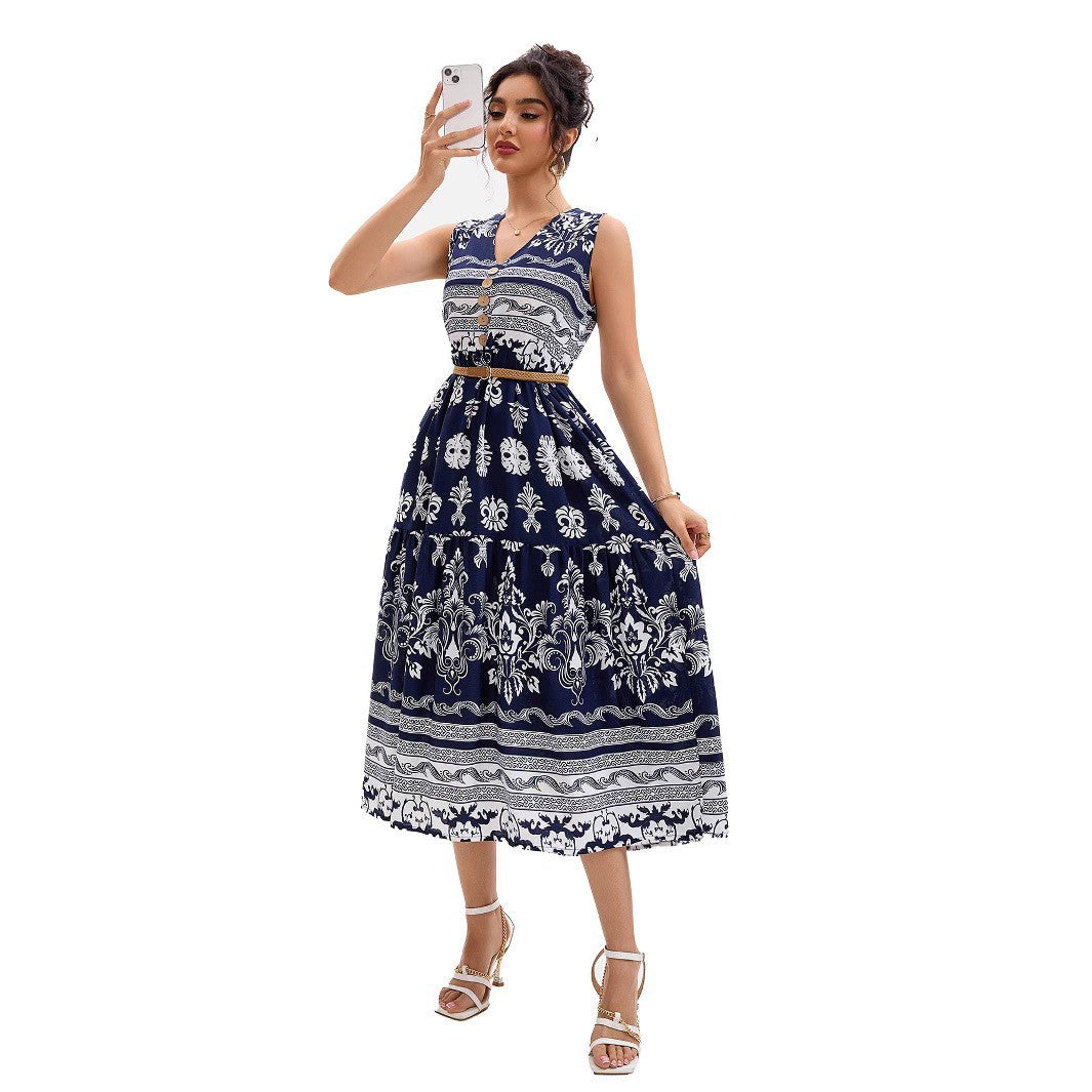 Ladies Vintage Floral Buttoned Midi Dress Lune London