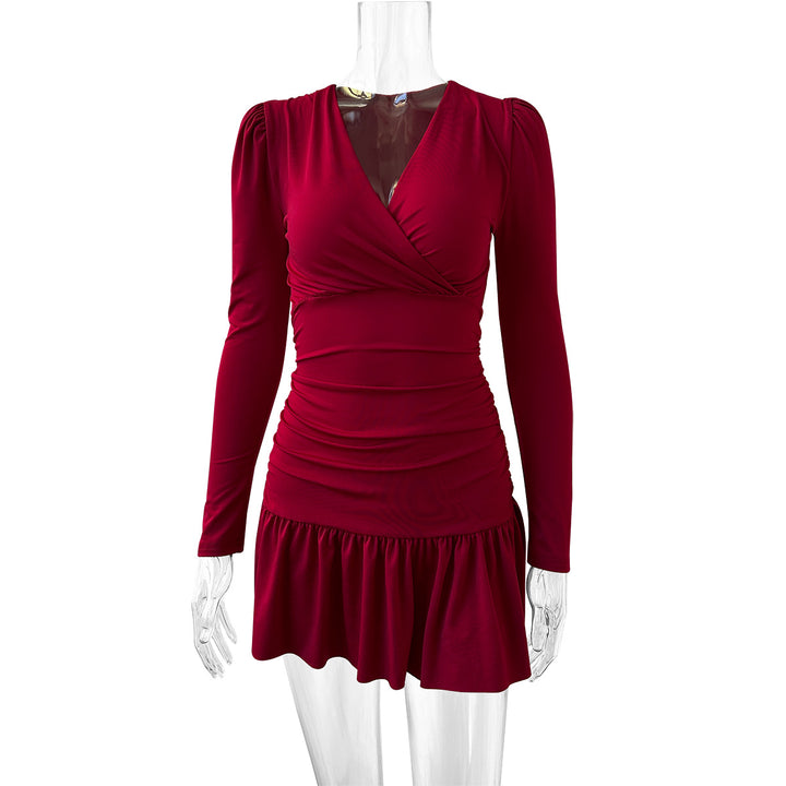 Women's wrap dress with ruffles and long sleeves Lune London
