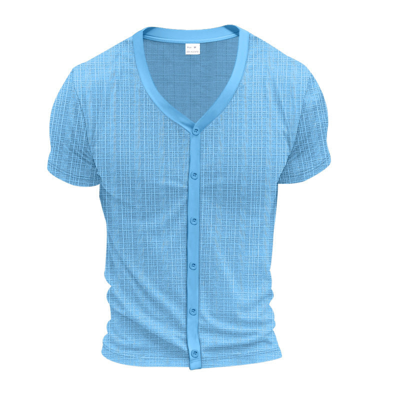 Short casual short-sleeved shirt for men with button placket and textured design Lune London