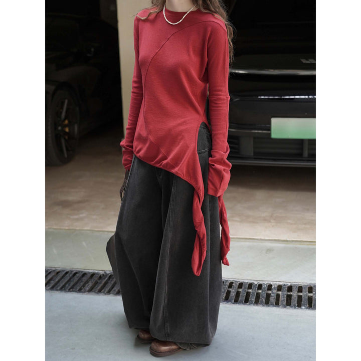 Women Asymmetrical Long Sleeve with Side Ties Amarae