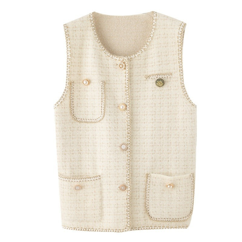 Gilet pour femmes avec des boutons élégants et un design texturé Chic & Stil