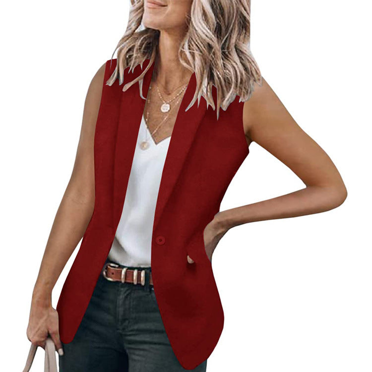 Women Sleeveless Blazer with Modern Pockets Lune London
