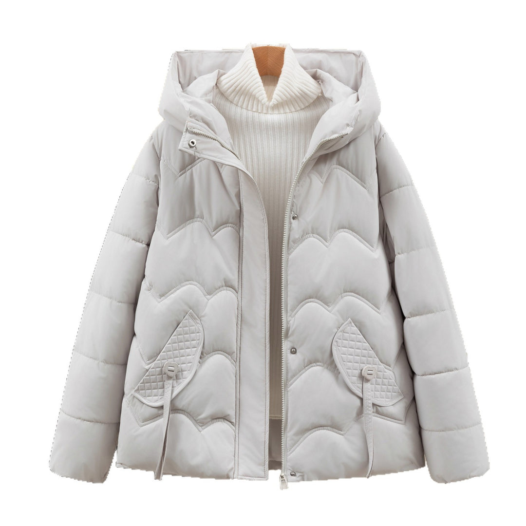 Ladies down jacket with hood and front pockets Lune London