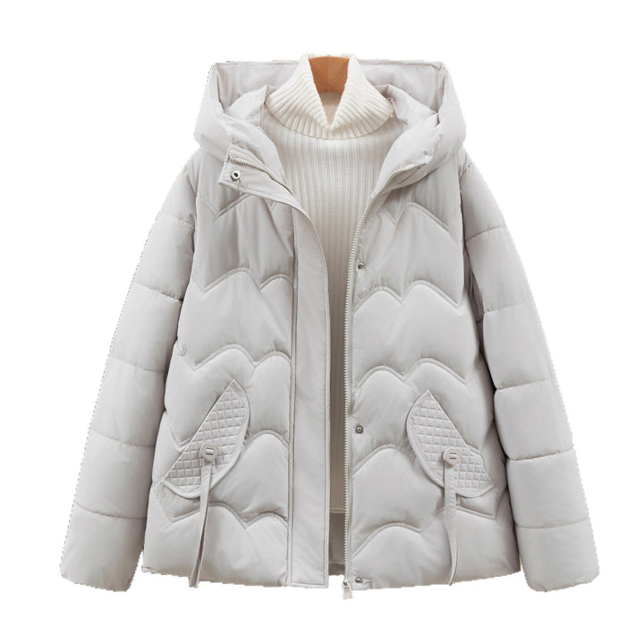 Ladies down jacket with hood and front pockets Lune London