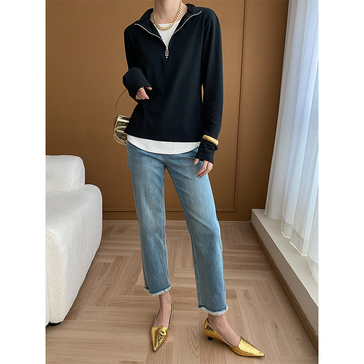 Women high-neck sweater with zipper Chic & Stil